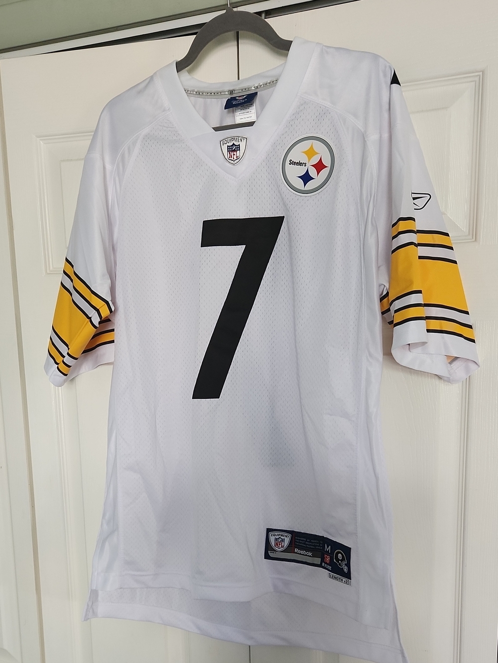 Reebok White Pittsburgh Steelers Stitched #7 Ben Roethlisberger Football Jersey